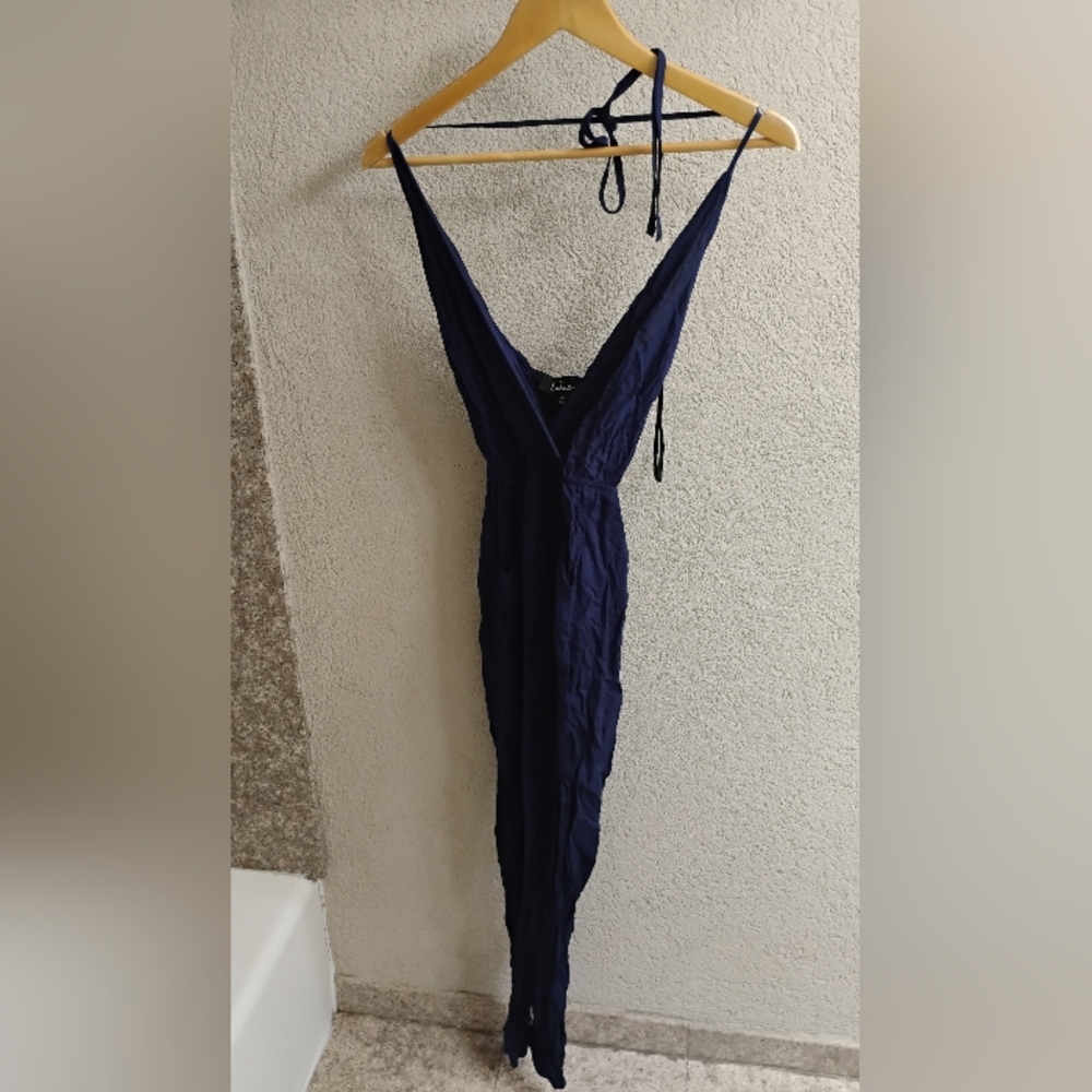 Lulus Womens Blue Halter Jumpsuit Sz XS